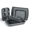6 Piece Non-Stick Bakeware Sets, Easy for Release and Clean up, Carbon Steel, Gray